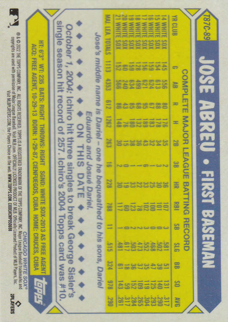 Tarjetas insertadas 2022 Topps Baseball "'87 Topps Silver Pack Chrome" - Imagen 39 de 45