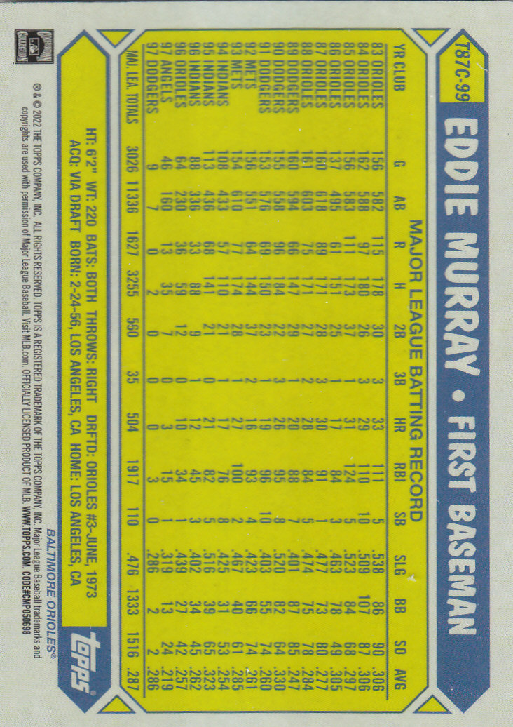 Tarjetas insertadas 2022 Topps Baseball "'87 Topps Silver Pack Chrome" - Imagen 45 de 45