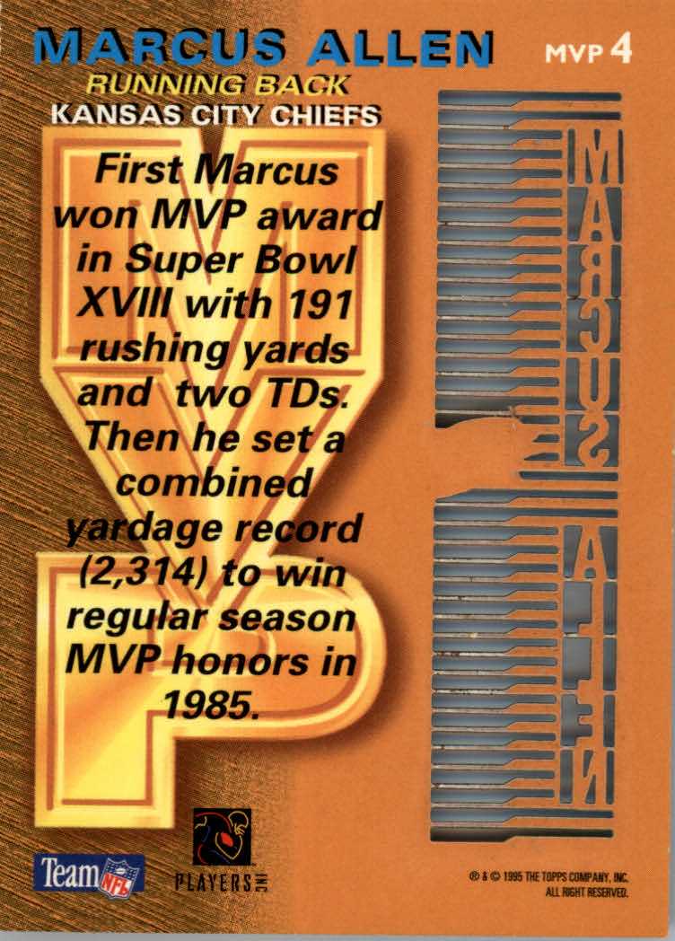1995 Stadium Club Football "MVPs" Insert Cards - Picture 8 of 11