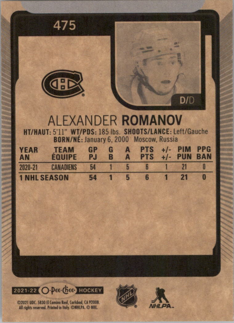 2021-22 O-Pee-Chee Hockey Card Pick 251-500 - Picture 445 of 495