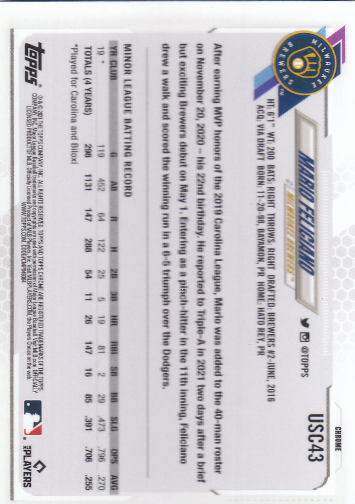 2021 Topps Chrome Update Baseball "Refractors" Parallel Cards - Picture 45 of 97