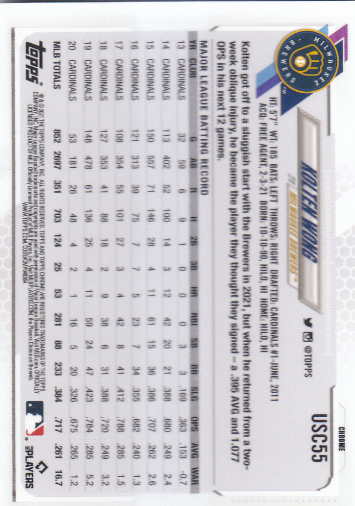 2021 Topps Chrome Update Baseball "Refractors" Parallel Cards - Picture 55 of 97