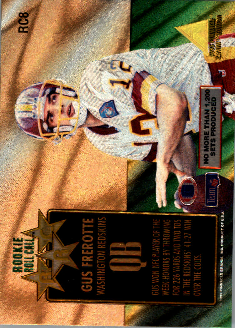 1995 Zenith (Pinnacle) Football "Rookie Roll Cal and Second Season" Insert Cards - Picture 3 of 35