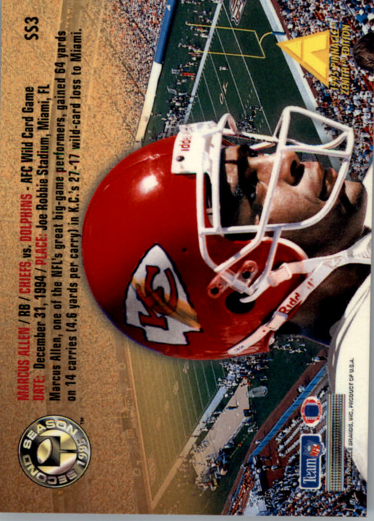 1995 Zenith (Pinnacle) Football "Rookie Roll Cal and Second Season" Insert Cards - Picture 9 of 35