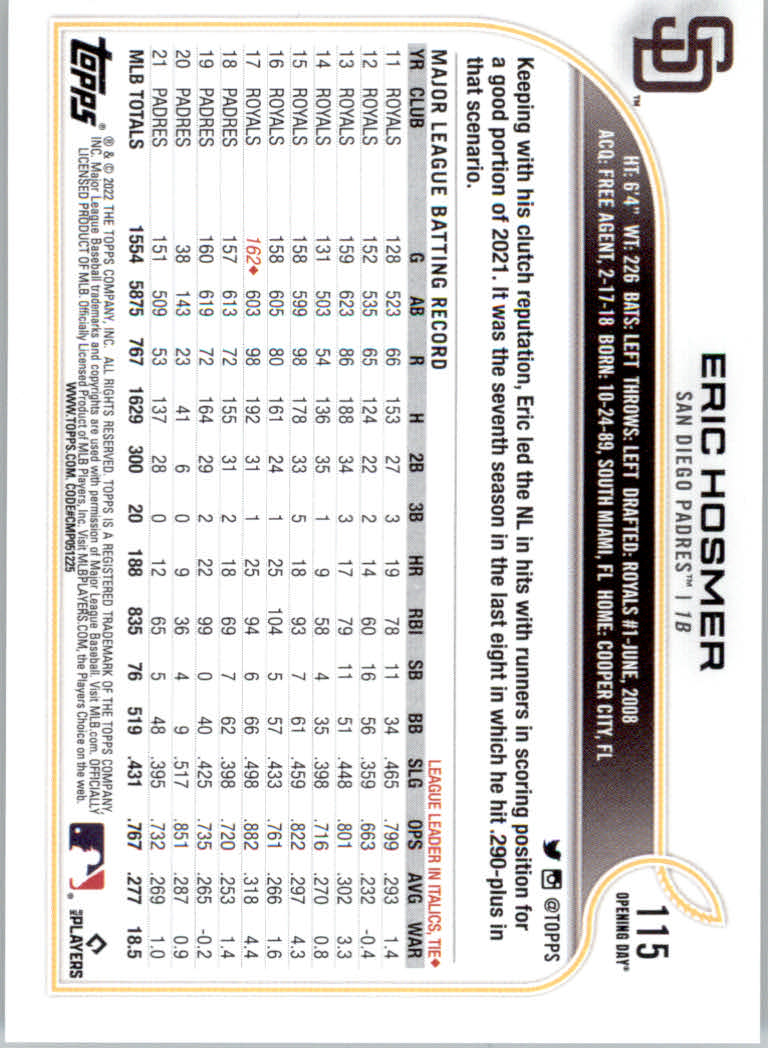 2022 Topps Opening Day Baseball "Main Set" Cards #1 to #220 Rookies and Veterans - Picture 231 of 437