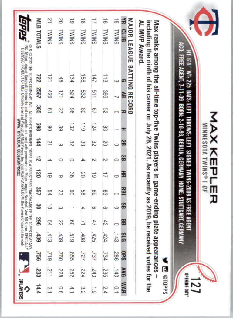 2022 Topps Opening Day Baseball "Main Set" Cards #1 to #220 Rookies and Veterans - Picture 255 of 437