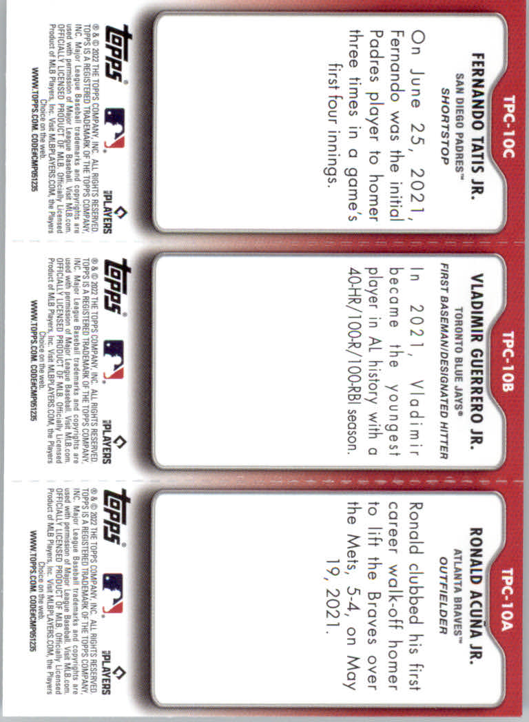 2022 Topps Opening Day Baseball "Triple Play" Insert Cards - Picture 21 of 21