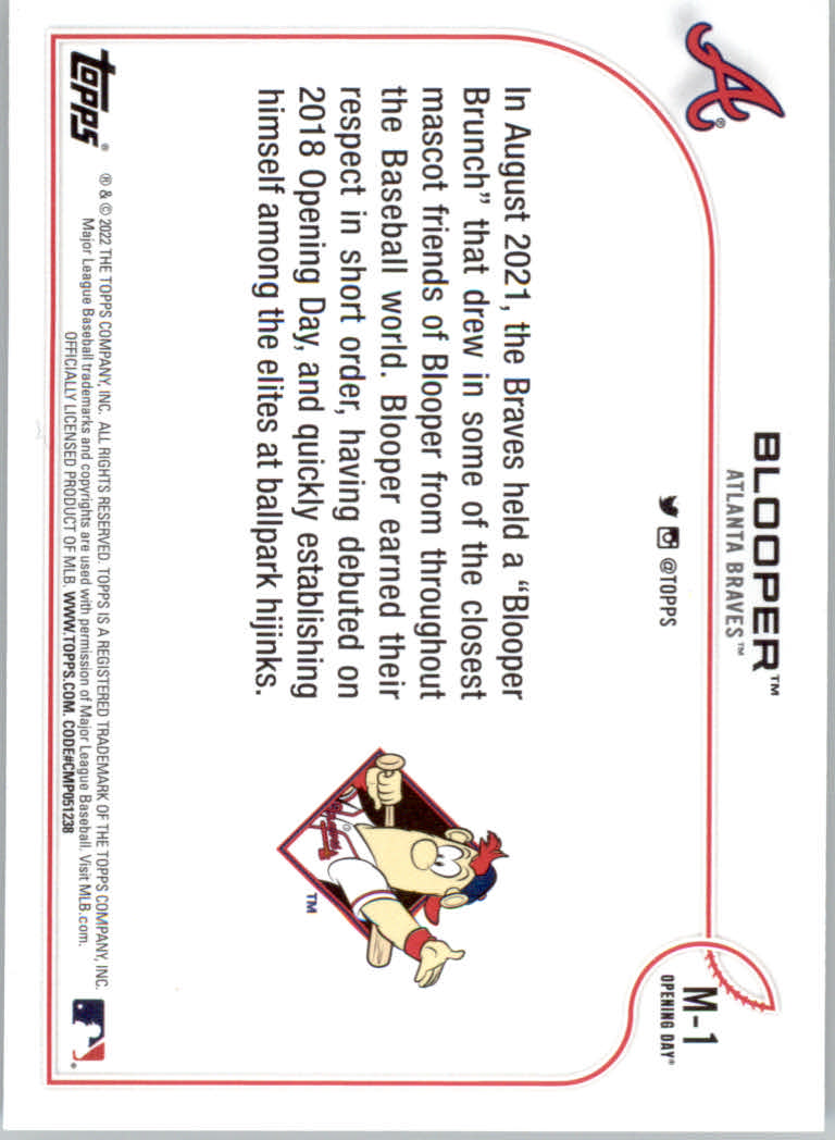 2022 Topps Opening Day Baseball "Mascots" Insert Cards - Picture 3 of 47