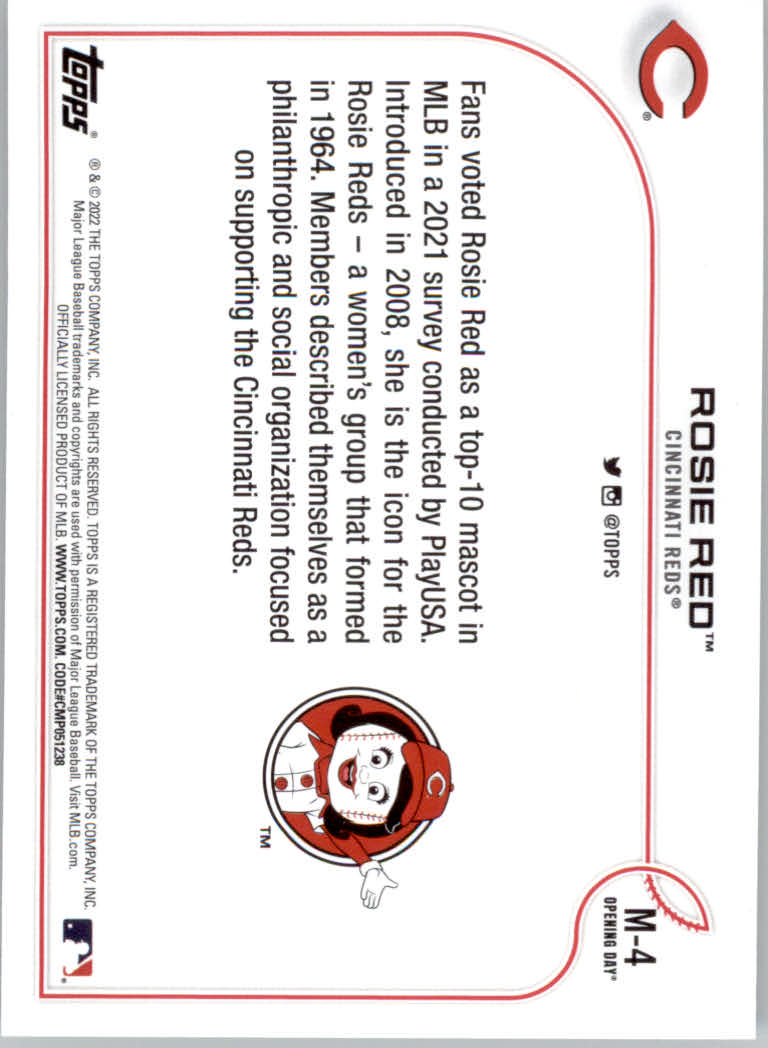 2022 Topps Opening Day Baseball "Mascots" Insert Cards - Picture 7 of 47
