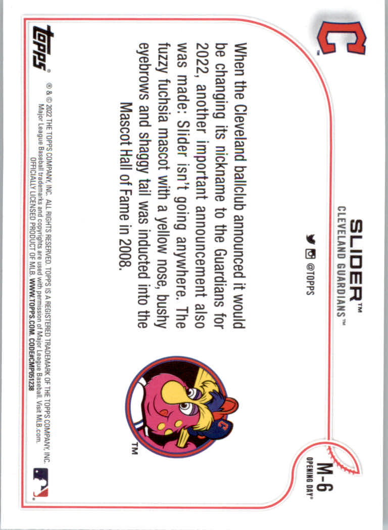 2022 Topps Opening Day Baseball "Mascots" Insert Cards - Picture 11 of 47