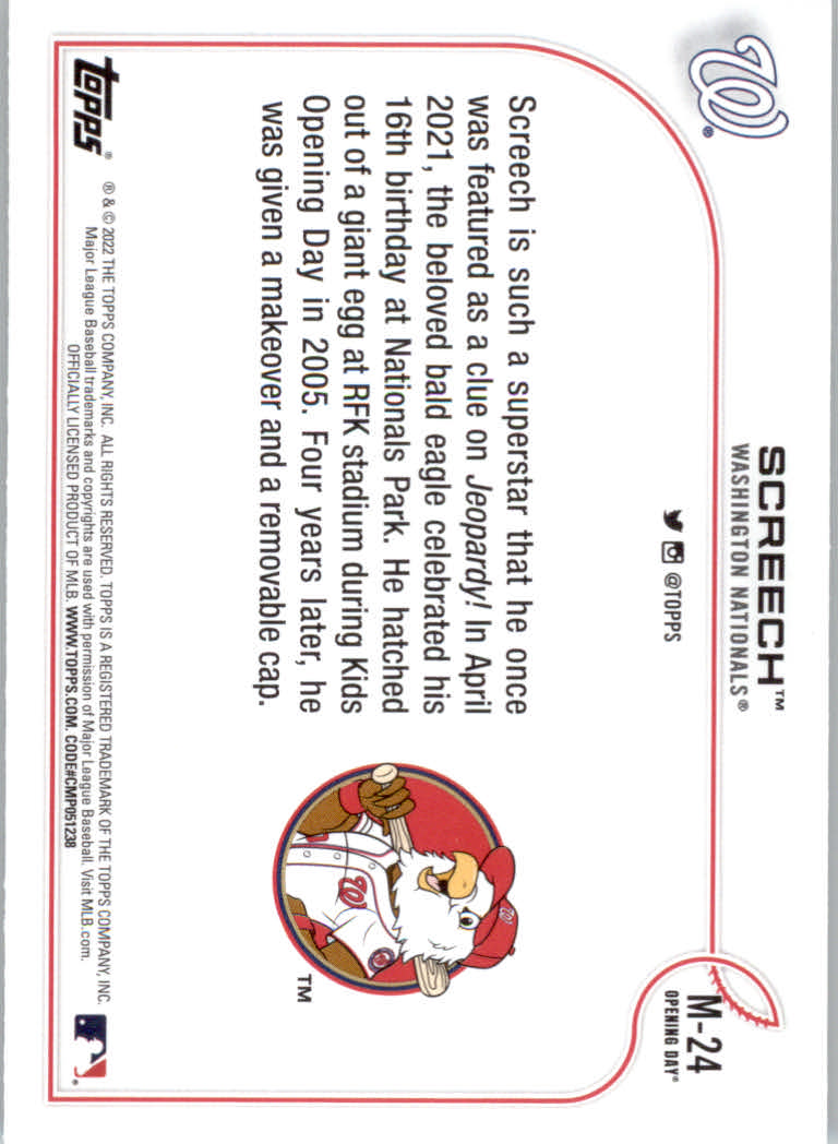 2022 Topps Opening Day Baseball "Mascots" Insert Cards - Picture 47 of 47