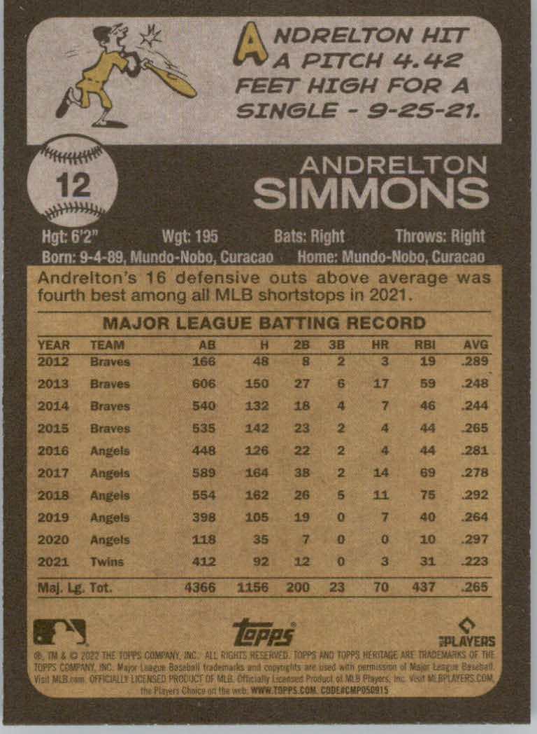 2022 Topps Heritage Baseball "Main Set" Cards #1 to #250 - Picture 25 of 395