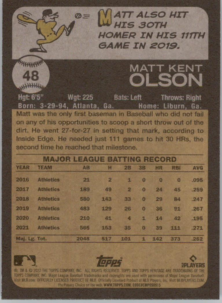 2022 Topps Heritage Baseball "Main Set" Cards #1 to #250 - Picture 87 of 395