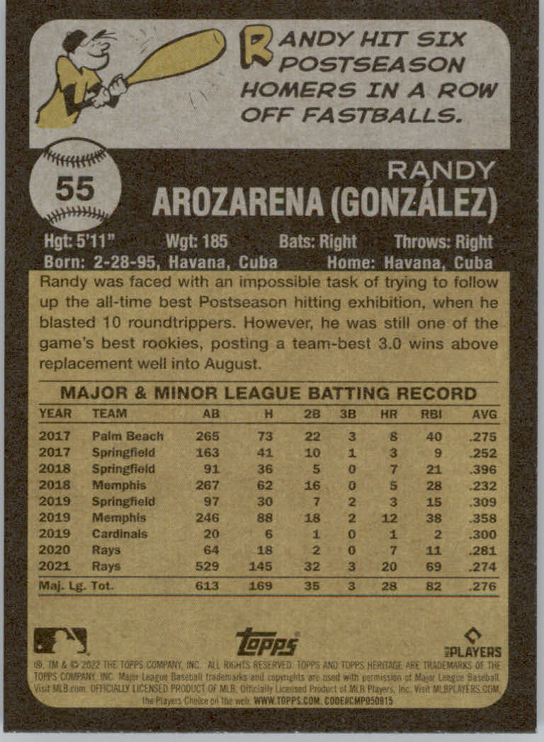 2022 Topps Heritage Baseball "Main Set" Cards #1 to #250 - Picture 101 of 395