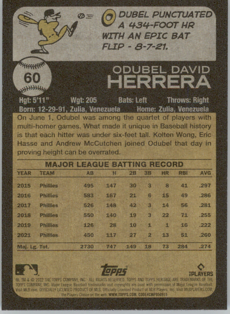 2022 Topps Heritage Baseball "Main Set" Cards #1 to #250 - Picture 109 of 395