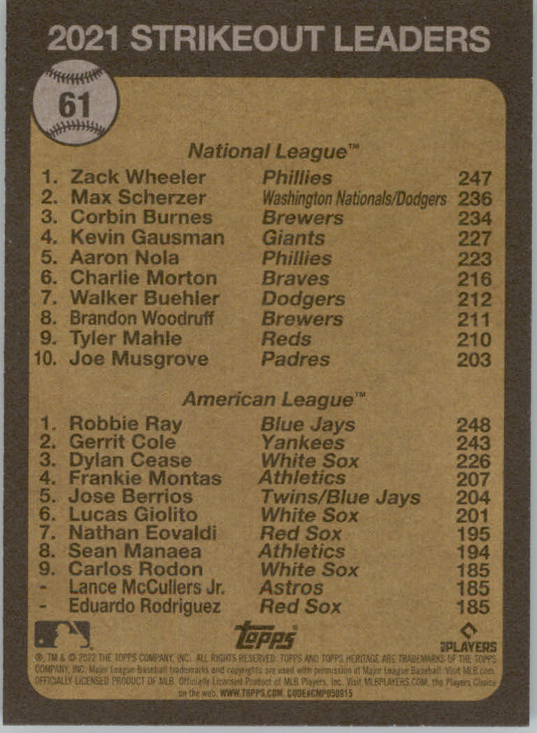 2022 Topps Heritage Baseball "Main Set" Cards #1 to #250 - Picture 111 of 395