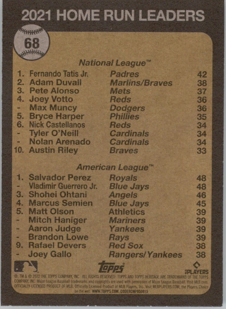 2022 Topps Heritage Baseball "Main Set" Cards #1 to #250 - Picture 125 of 395