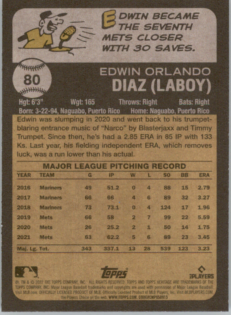 2022 Topps Heritage Baseball "Main Set" Cards #1 to #250 - Picture 133 of 395