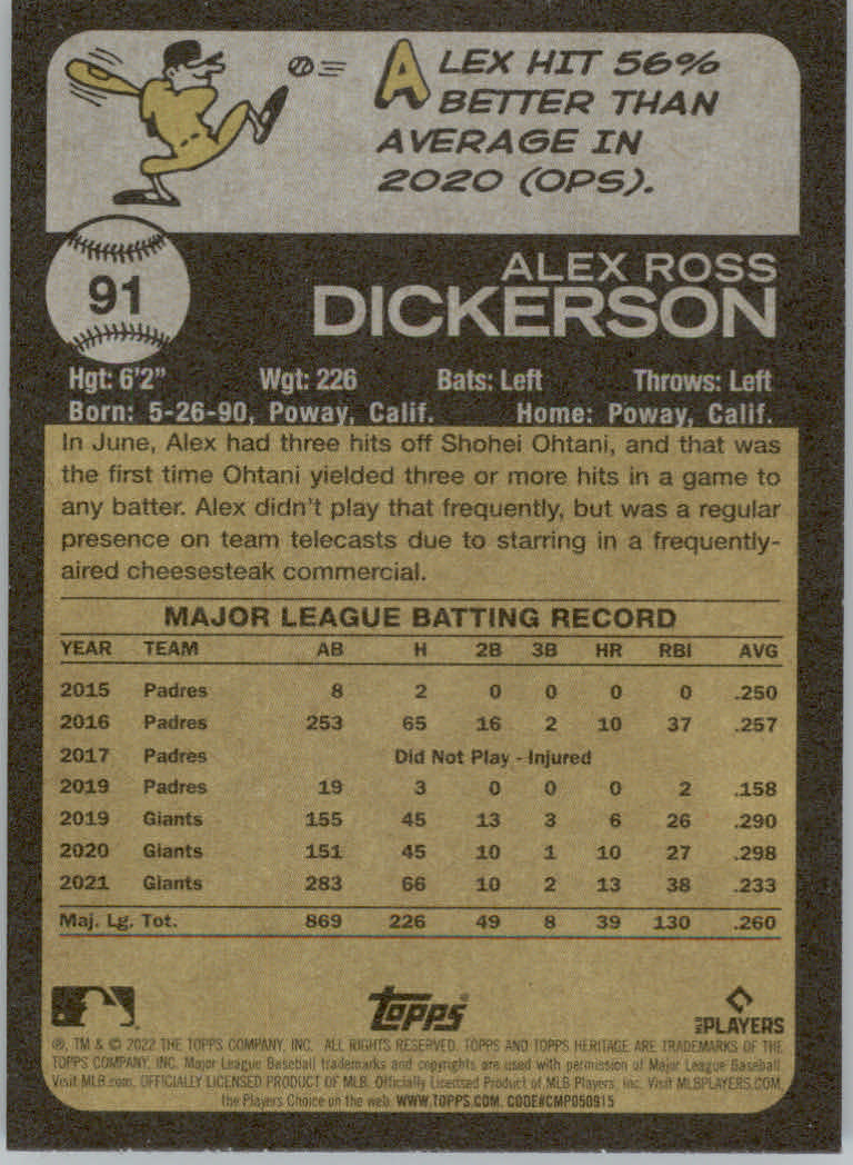 2022 Topps Heritage Baseball "Main Set" Cards #1 to #250 - Picture 153 of 395