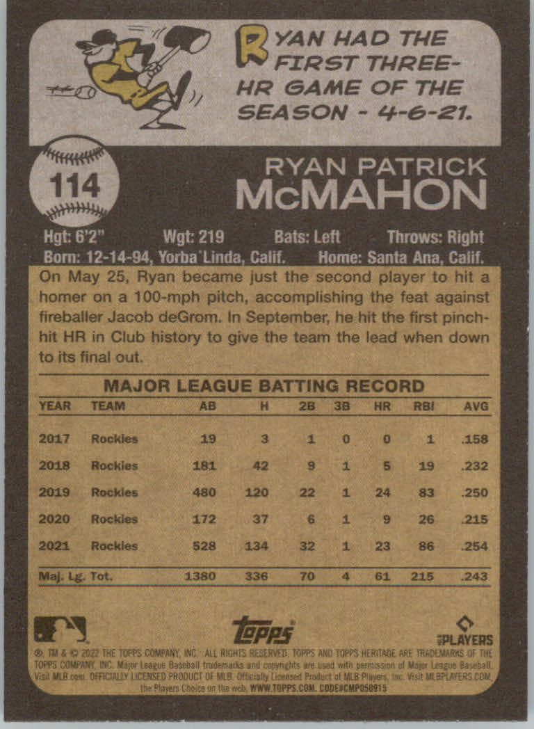 2022 Topps Heritage Baseball "Main Set" Cards #1 to #250 - Picture 187 of 395