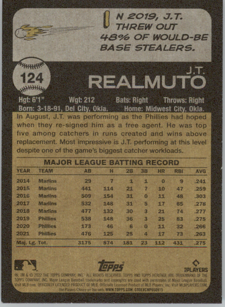 2022 Topps Heritage Baseball "Main Set" Cards #1 to #250 - Picture 205 of 395