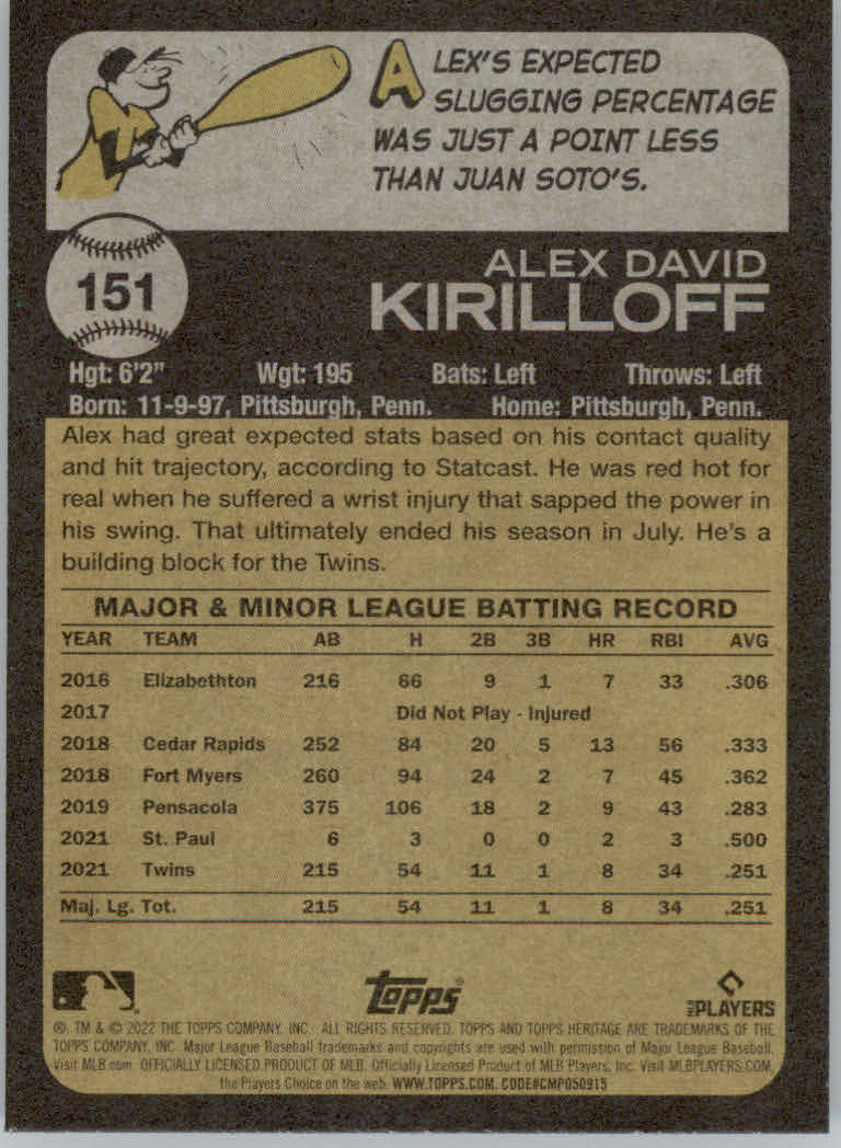 2022 Topps Heritage Baseball "Main Set" Cards #1 to #250 - Picture 249 of 395