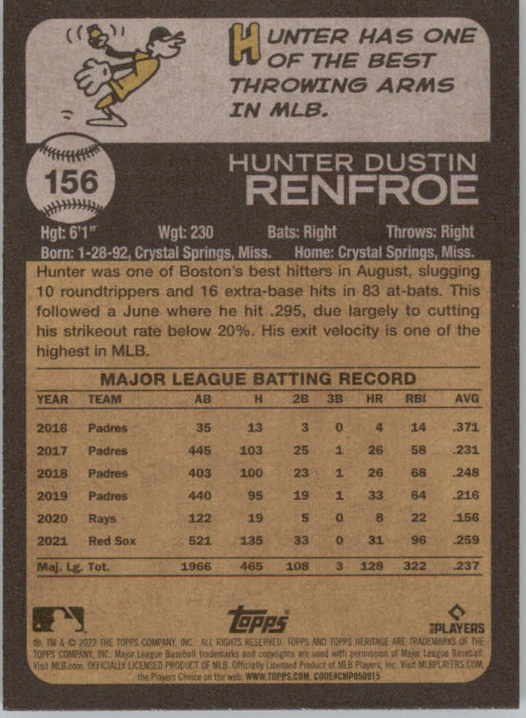 2022 Topps Heritage Baseball "Main Set" Cards #1 to #250 - Picture 255 of 395