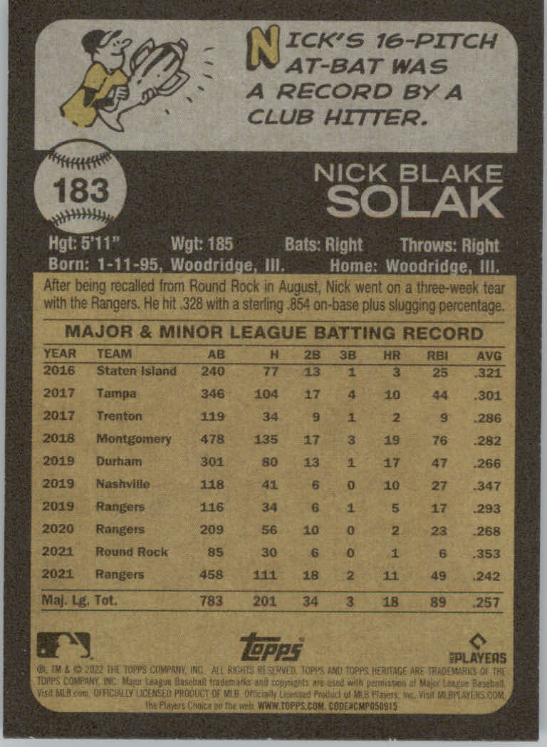 2022 Topps Heritage Baseball "Main Set" Cards #1 to #250 - Picture 289 of 395