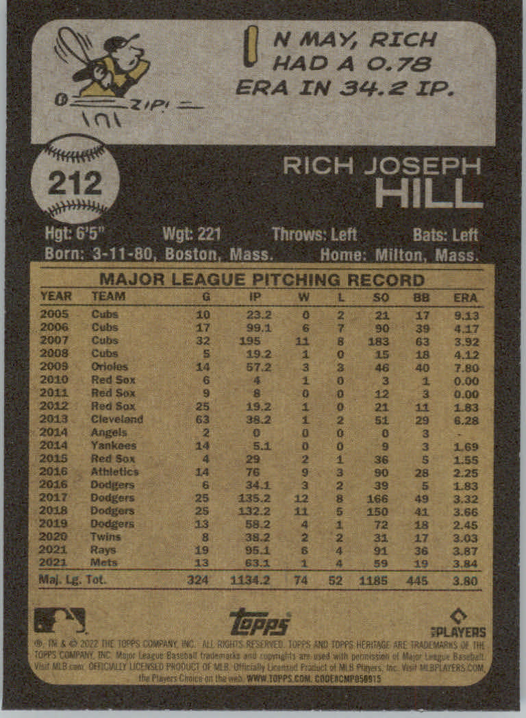 2022 Topps Heritage Baseball "Main Set" Cards #1 to #250 - Picture 335 of 395