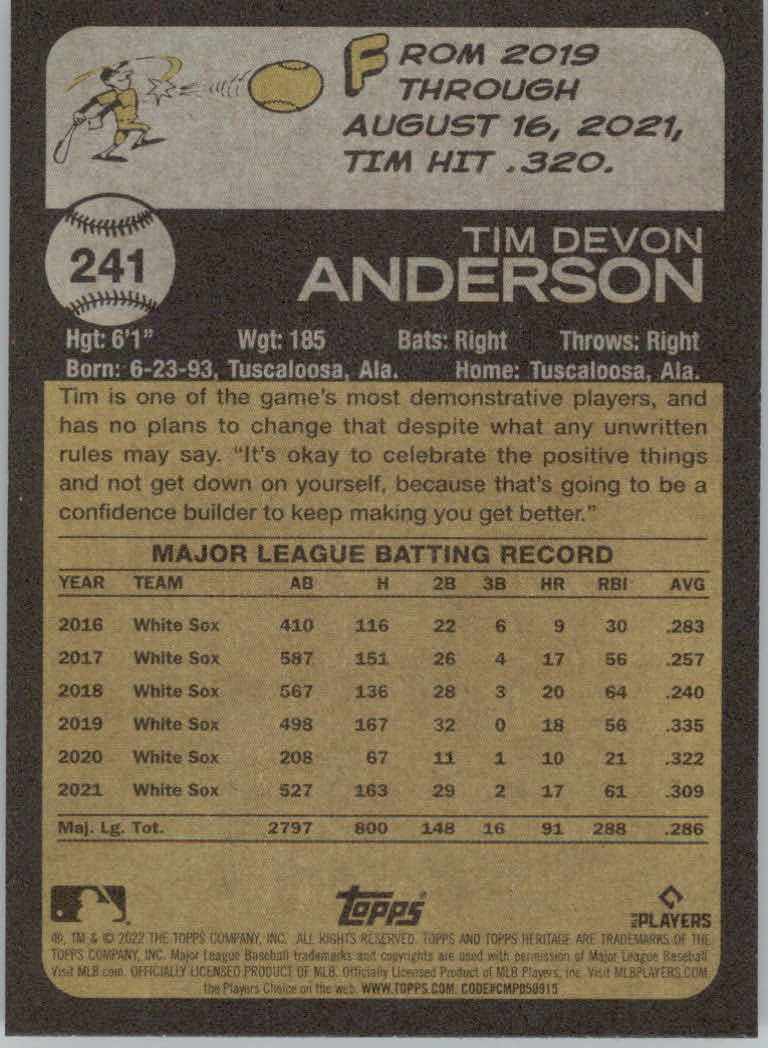 2022 Topps Heritage Baseball "Main Set" Cards #1 to #250 - Picture 385 of 395