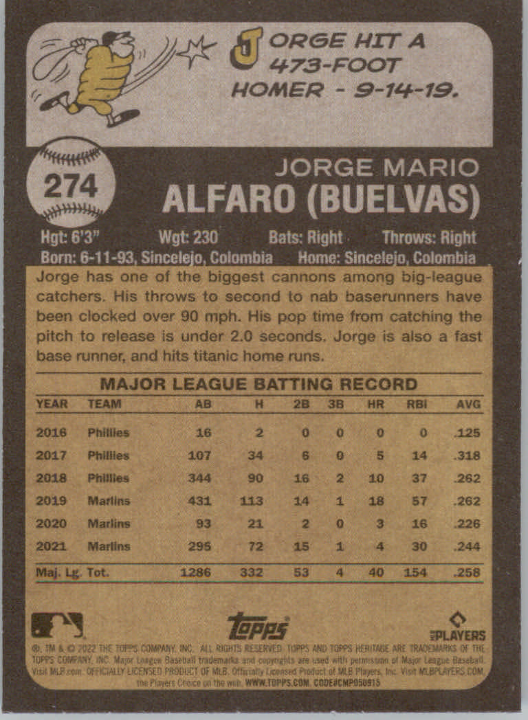 2022 Topps Heritage Baseball "Main Set" Cards #251 to #500 - Picture 41 of 267