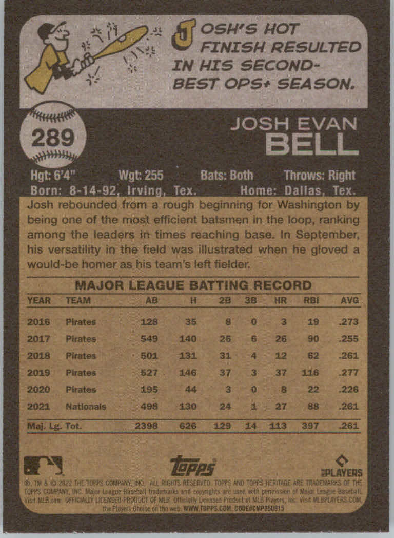 2022 Topps Heritage Baseball "Main Set" Cards #251 to #500 - Picture 59 of 267