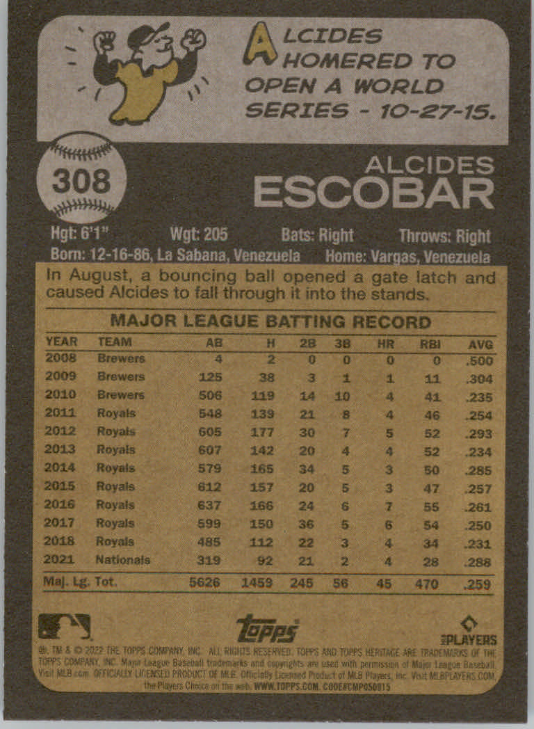 2022 Topps Heritage Baseball "Main Set" Cards #251 to #500 - Picture 87 of 267