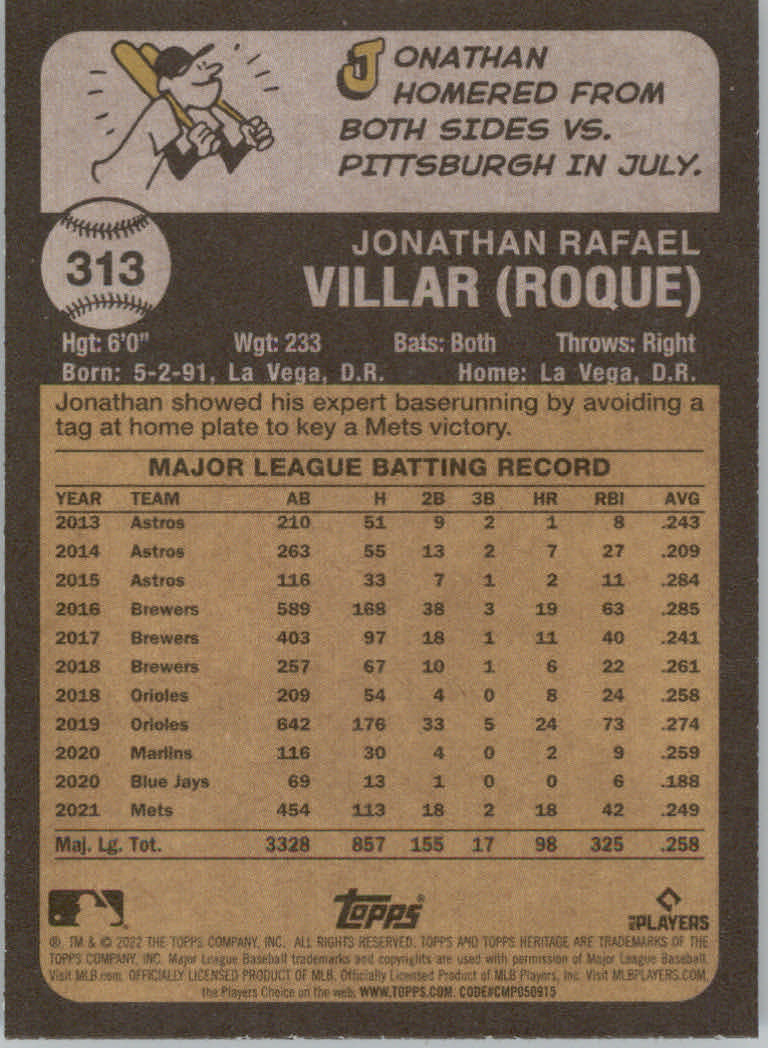 2022 Topps Heritage Baseball "Main Set" Cards #251 to #500 - Picture 97 of 267