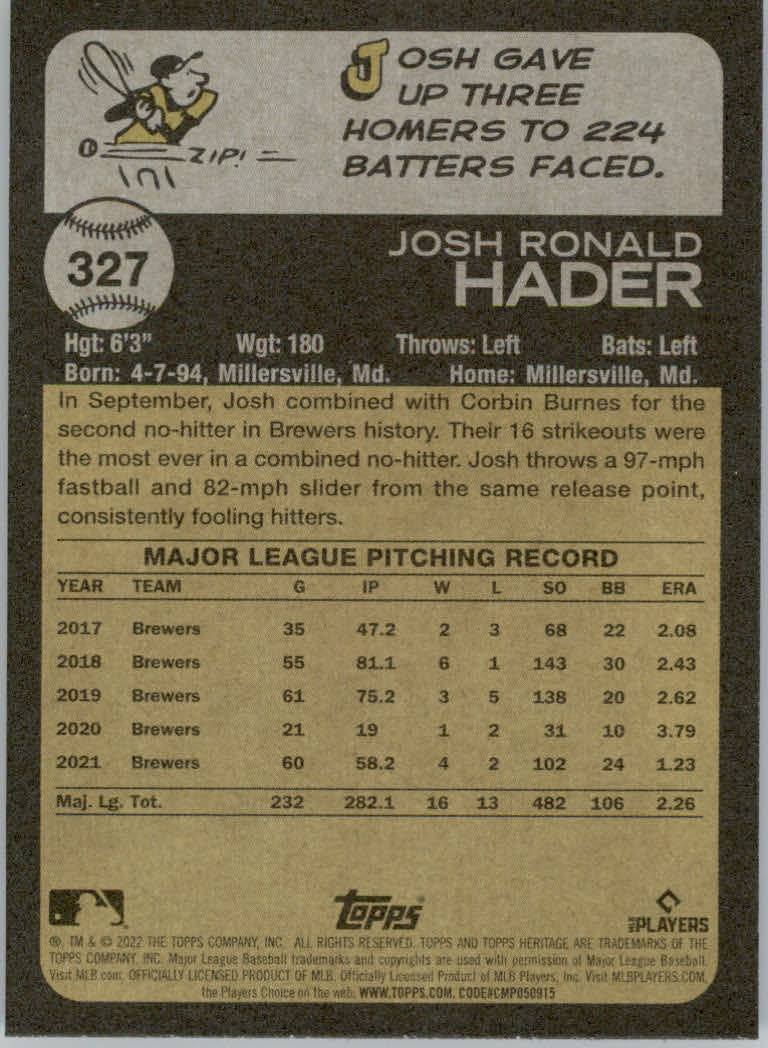 2022 Topps Heritage Baseball "Main Set" Cards #251 to #500 - Picture 123 of 267