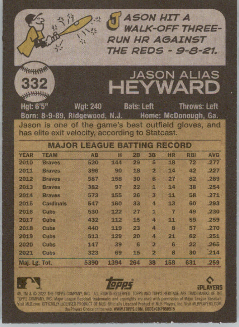 2022 Topps Heritage Baseball "Main Set" Cards #251 to #500 - Picture 133 of 267