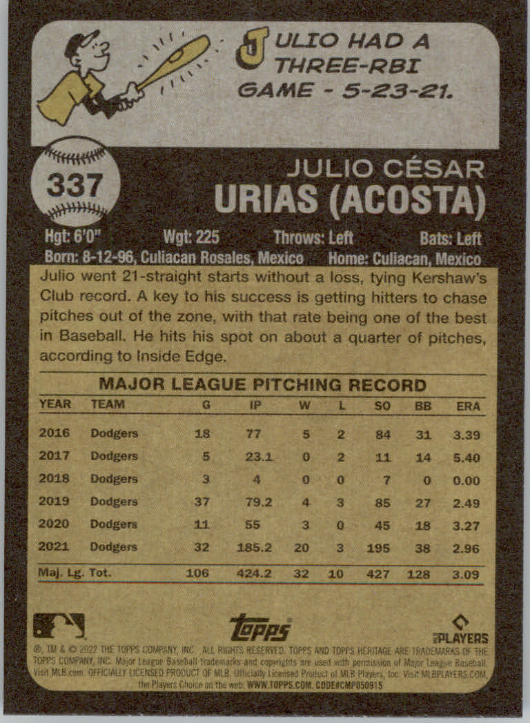 2022 Topps Heritage Baseball "Main Set" Cards #251 to #500 - Picture 139 of 267