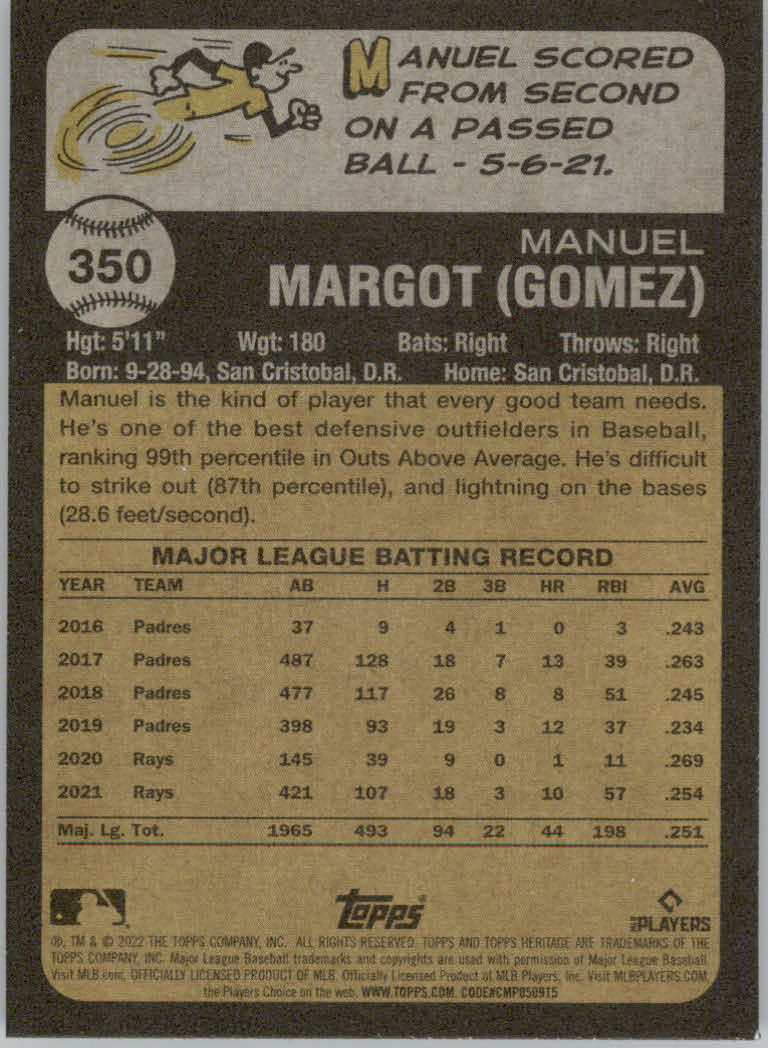 2022 Topps Heritage Baseball "Main Set" Cards #251 to #500 - Picture 159 of 267