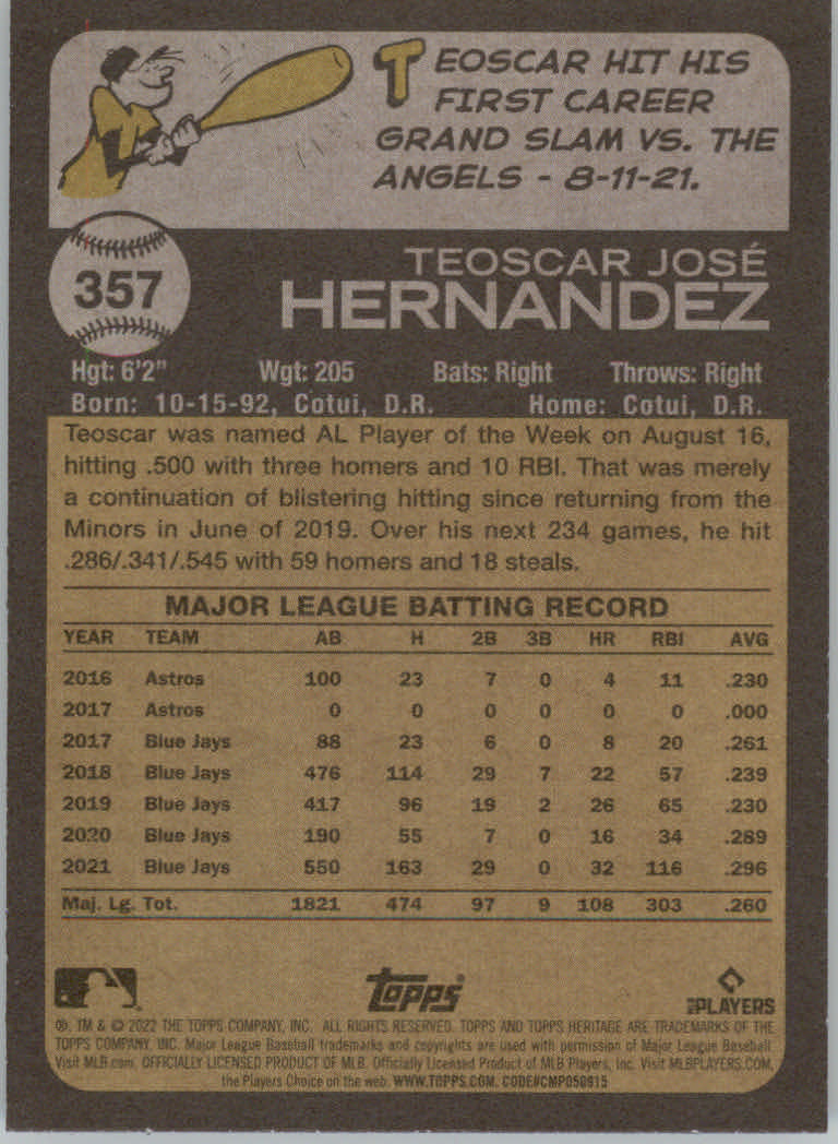 2022 Topps Heritage Baseball "Main Set" Cards #251 to #500 - Picture 171 of 267