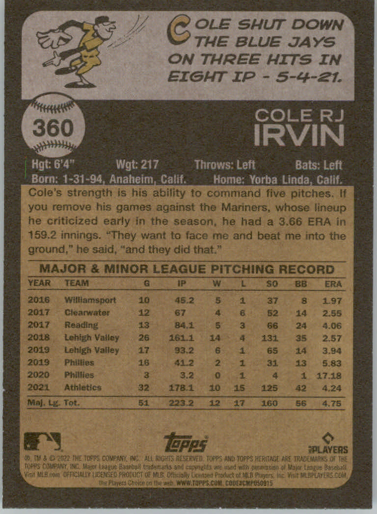 2022 Topps Heritage Baseball "Main Set" Cards #251 to #500 - Picture 175 of 267