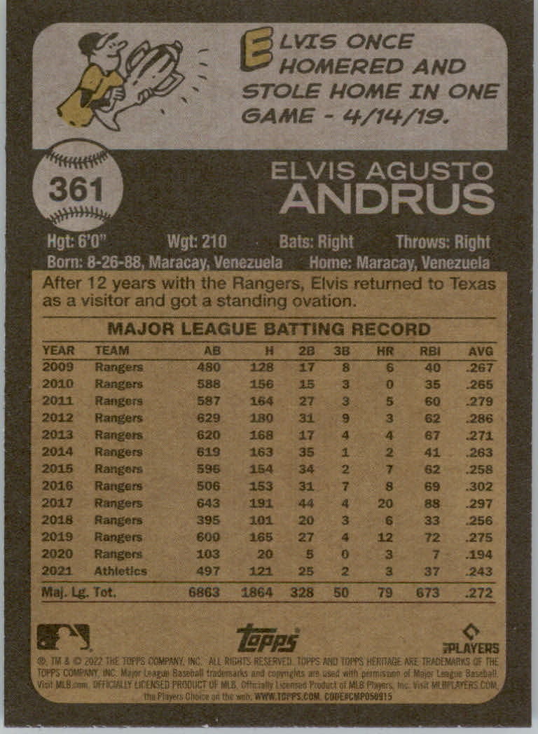 2022 Topps Heritage Baseball "Main Set" Cards #251 to #500 - Picture 177 of 267