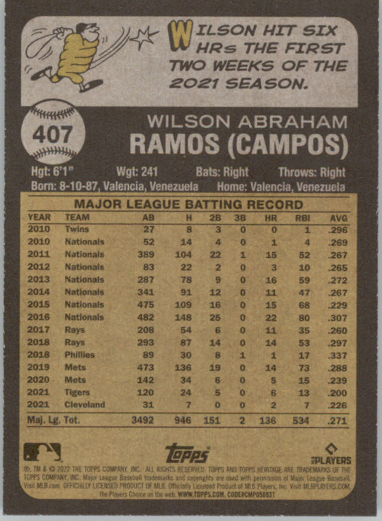 2022 Topps Heritage Baseball "Main Set" Cards #251 to #500 - Picture 243 of 267