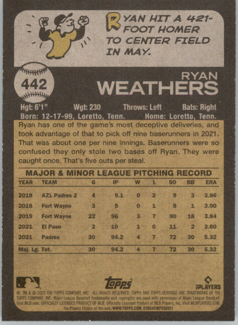 2022 Topps Heritage Baseball "Main Set" Cards #251 to #500 - Picture 253 of 267