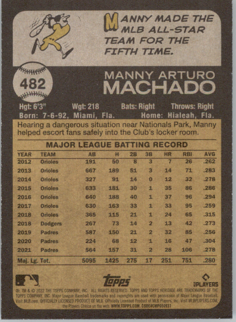2022 Topps Heritage Baseball "Main Set" Cards #251 to #500 - Picture 267 of 267