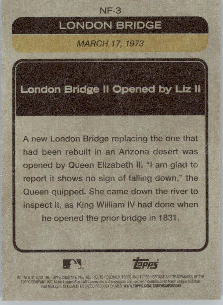 2022 Topps Heritage Baseball "News Flashbacks" Insert Cards - Picture 5 of 21