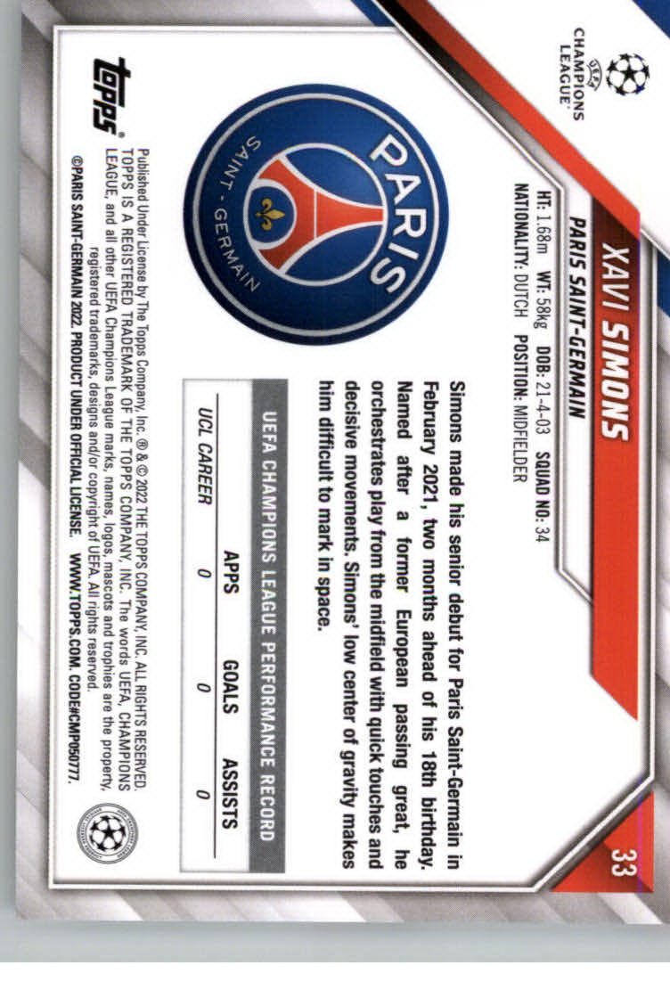 2021-22 TOPPS UEFA CHAMPIONS LEAGUE SOCCER ASSORTED SINGLES U-PICK