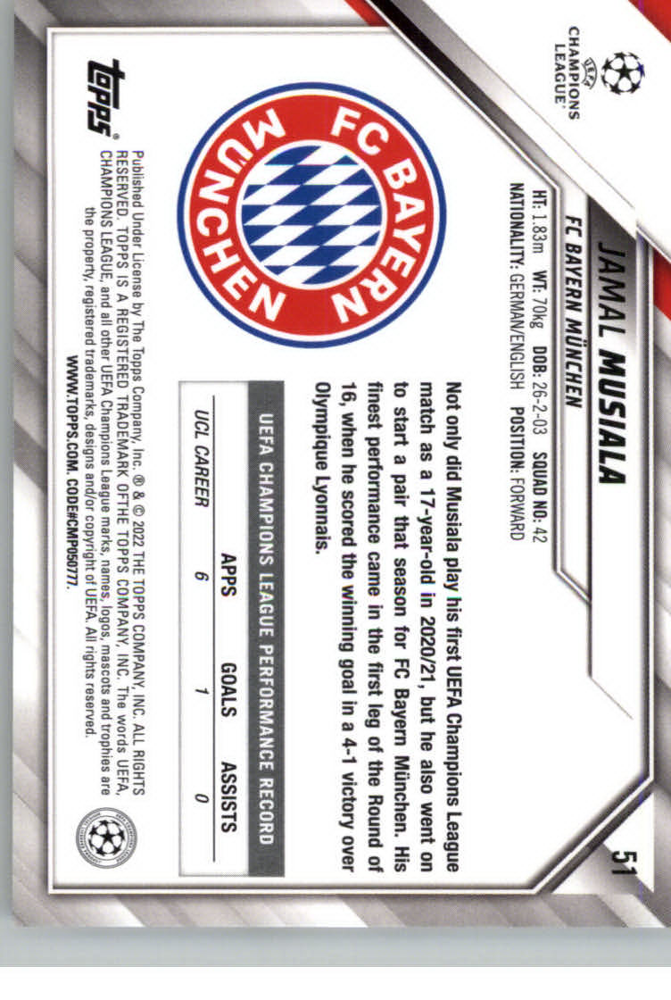 2021-22 TOPPS UEFA CHAMPIONS LEAGUE SOCCER ASSORTED SINGLES U-PICK