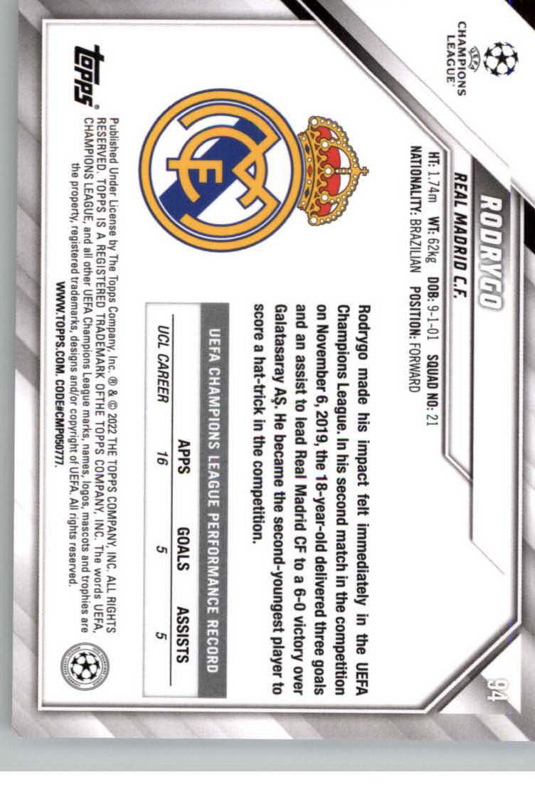 2021-22 TOPPS UEFA CHAMPIONS LEAGUE SOCCER ASSORTED SINGLES U-PICK