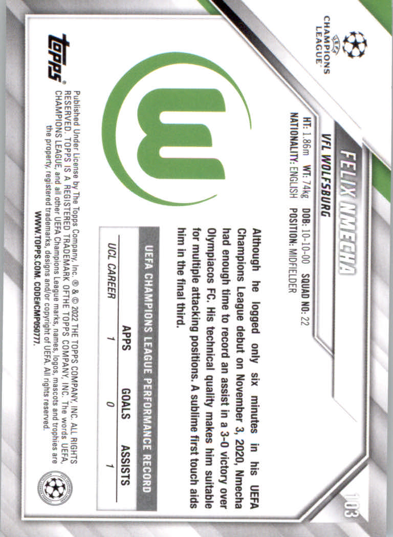 2021/2022 Topps UEFA Champions League Soccer "Main Set" Base Cards #1 to #200 - Picture 185 of 369