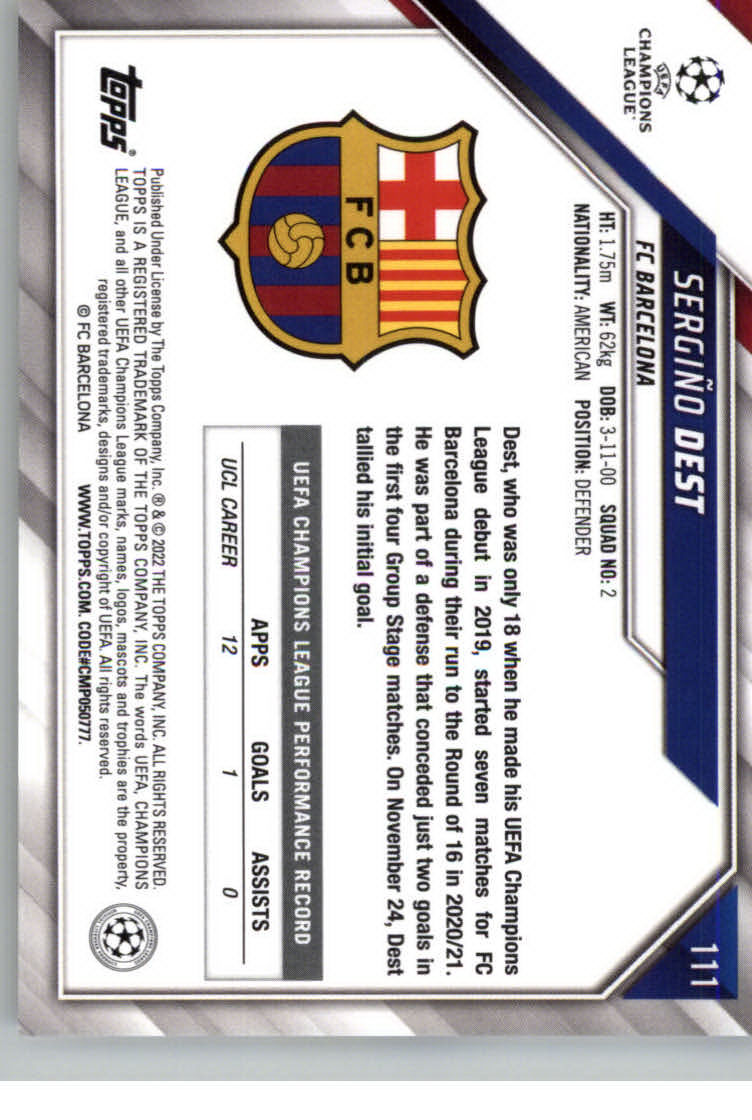 2021-22 TOPPS UEFA CHAMPIONS LEAGUE SOCCER ASSORTED SINGLES U-PICK